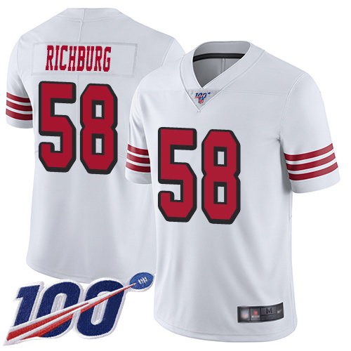 San Francisco 49ers Limited White Men Weston Richburg NFL Jersey #58 100th Season Vapor Untouchable Rush->san francisco 49ers->NFL Jersey